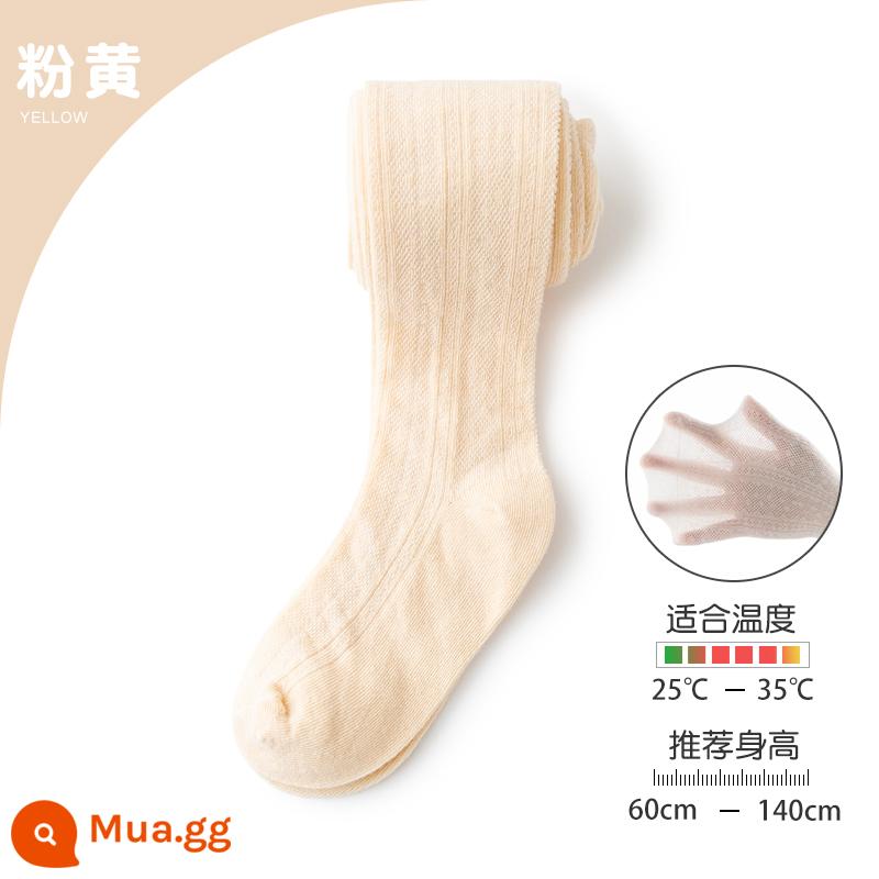 Cô gái mặc pantyhose đồ lót trẻ em mùa xuân và mùa thu pantyhose trẻ em với đôi chân màu trắng vớ một mảnh cho bé mùa đông cộng với lông cừu - Lưới mùa hè - hồng và vàng [1 gói] thích hợp nhiệt độ 25~35°C