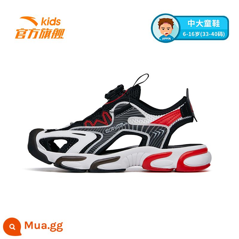 Anta Trẻ Em Bé Trai Giày Sandal Bé Trai Lớn Trẻ Em Khóa Núm Bao Đầu Giày Sandal Bé Gái Trẻ Em Giày Đi Biển - [Big Kids] Anta Trắng/Đen/Đỏ Nhiệt-3