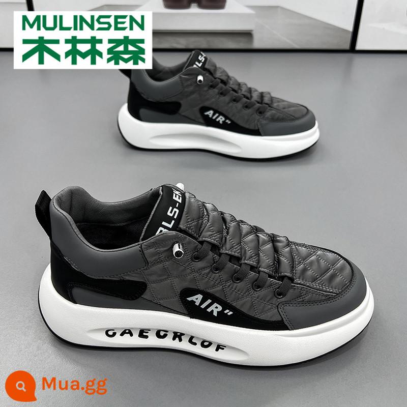 Giày Nam Mulinsen Thu Đông 2022 Xu Hướng Mới Giày Sneakers Thể Thao Nhỏ Màu Trắng Plus Nhung Size Lớn Forrest Gump Giày Cotton - xám