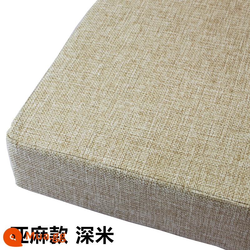 Đệm Ghế Sofa Đệm Ghế Đệm Xốp Đệm Ghế Đệm Tùy Chỉnh Mật Độ Cao Dày Cứng Mông Đệm - Gạo đen kiểu vải lanh