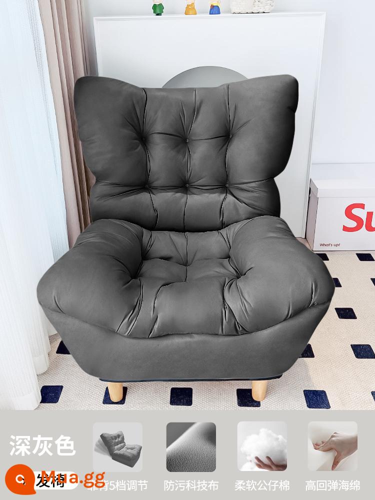 Sofa nhà lười có thể nằm và ngủ phòng ngủ ban công sofa ghế phòng khách ghế đơn tựa lưng gấp giải trí ghế tựa - Thiết kế điểm kéo [xám đậm] tựa lưng có thể điều chỉnh theo 5 cấp độ