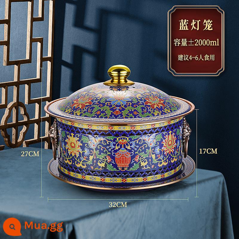 Lẩu đồng Cloisonne cũ Bắc Kinh đồng nguyên chất hộ gia đình thương mại đặc biệt plug-in một người một nồi bếp cồn nồi hơi lửa nhỏ - Lẩu đồng cồn thẳng cloisonne 32 cm-[kiểu đèn lồng dày]