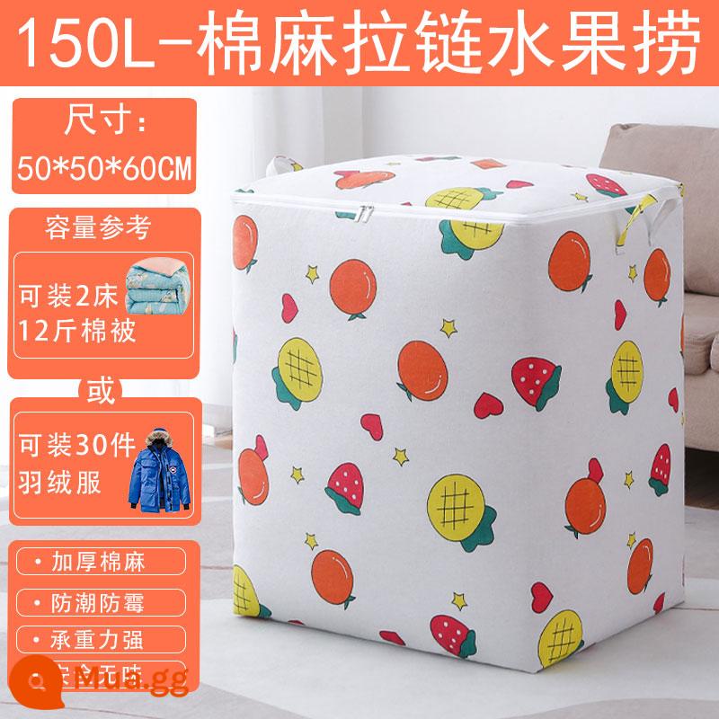 Túi nén cotton và vải lanh công suất lớn ký túc xá sinh viên đặc biệt lưu trữ chăn quần áo hoàn thiện hiện vật di chuyển túi đóng gói - Câu Cá Trái Cây 150L - Big Mac Nâng Cấp [50*50*60CM]