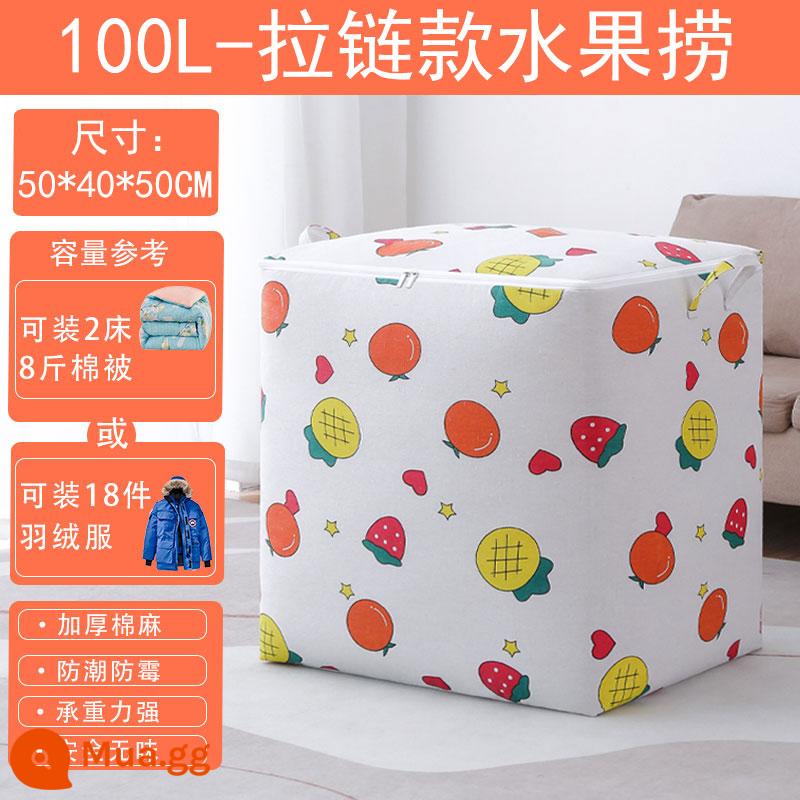 Túi nén cotton và vải lanh công suất lớn ký túc xá sinh viên đặc biệt lưu trữ chăn quần áo hoàn thiện hiện vật di chuyển túi đóng gói - Câu Cá Trái Cây 100L - Big Mac Nâng Cấp [50*40*50CM]