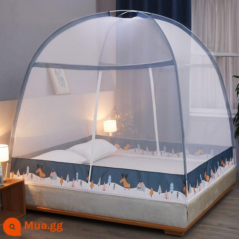 Yurt mùng miễn phí lắp đặt 2023 nhà mới phòng ngủ giường đôi trẻ em chống rơi lưới ký túc xá sinh viên hoa văn - Phong cảnh vùng quê tuyết [Gauze Style]