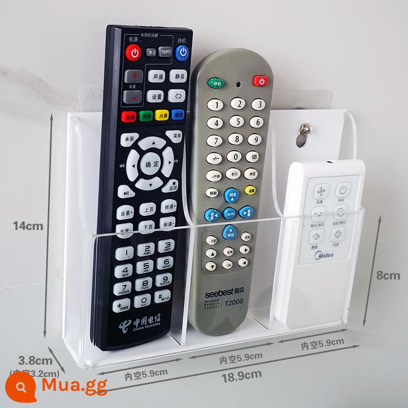 TV điều hòa không khí điều khiển từ xa hộp lưu trữ tường acrylic hộp sạc điện thoại di động hộp treo tường trong suốt kệ treo tường - Điều khiển từ xa ba bảng nền trắng, nhãn dán tường đục lỗ miễn phí