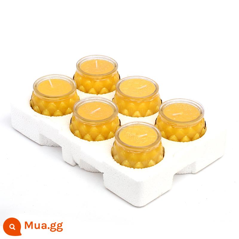 Miệng phẳng sen ghee đèn 24 giờ nến không khói cho đèn Phật đèn thực vật nguyên chất ghee xô nến cho Phật ánh sáng dài - 24 giờ vàng [12 miếng]