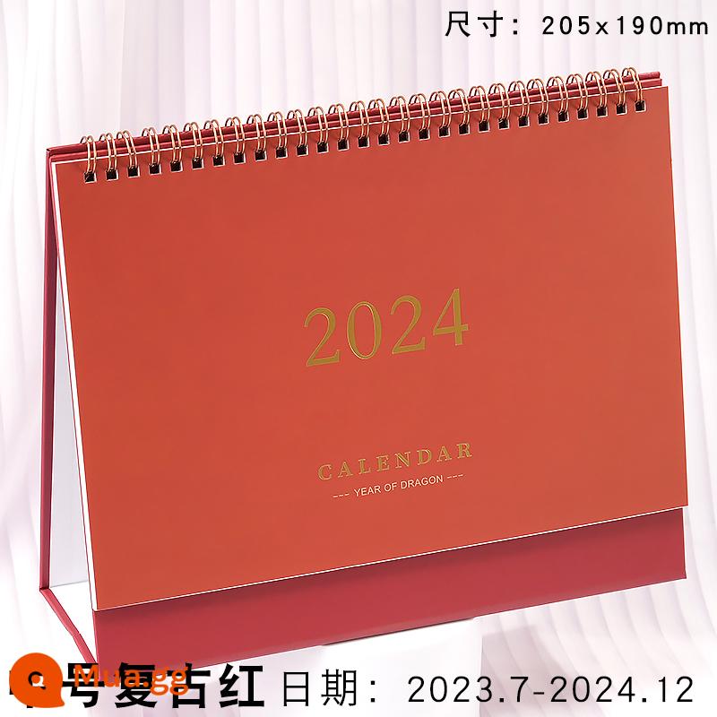 lịch để bàn năm 2023 giấy kraft cổ điển lịch đơn giản notepad trang trí bàn kích thước lớn nửa sau của kỳ thi tuyển sinh sau đại học đếm ngược kế hoạch đăng ký kỷ luật lịch hàng tháng lịch ins gió hàng năm - [Đỏ cổ điển trung bình] 14 tháng (2023.11-2024.12)