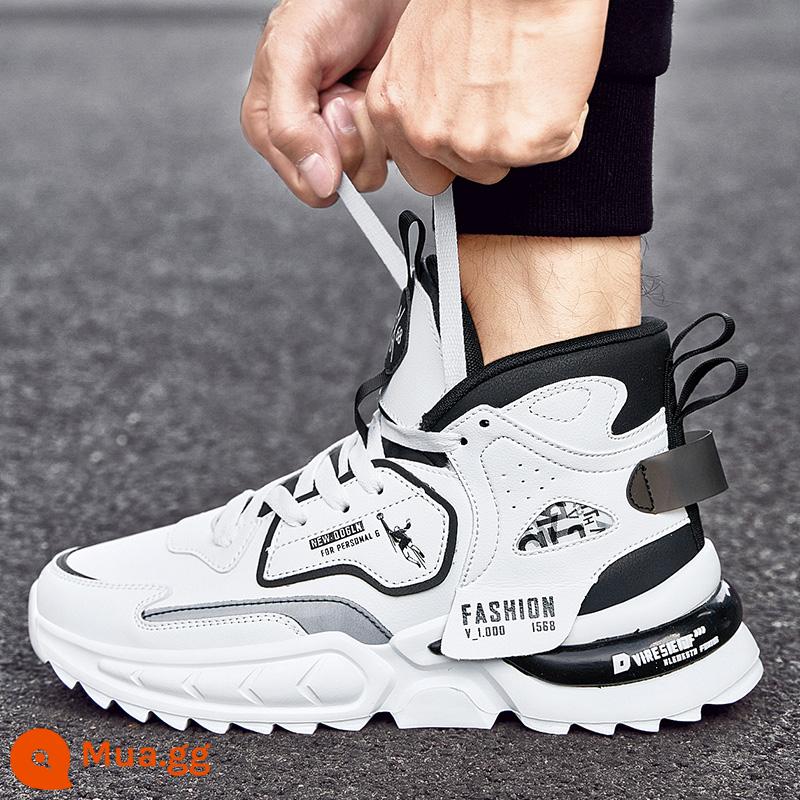 Jordan Gran sneakers nam mùa thu đông bố giày lưới da giày thoáng khí mới nhẹ giày chạy bộ - Trắng và đen 10080 (bề mặt da)