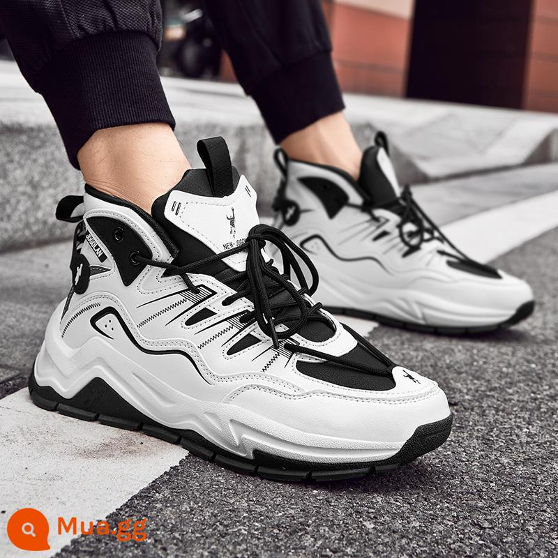 Jordan Gran sneakers nam mùa thu đông bố giày lưới da giày thoáng khí mới nhẹ giày chạy bộ - Trắng và đen 10125 (bề mặt da)