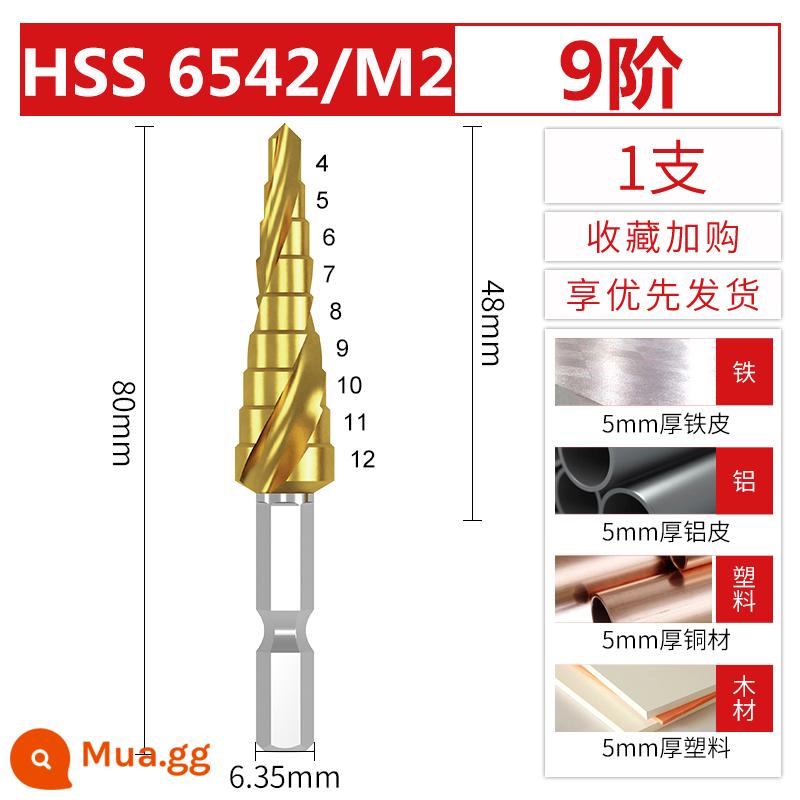 Mũi khoan chùa có chứa coban, mũi khoan kim loại đặc biệt đa chức năng bằng thép không gỉ đa năng bước khoan kim loại có độ cứng cao - Bậc thứ chín xoắn ốc 4-12mm (6542)
