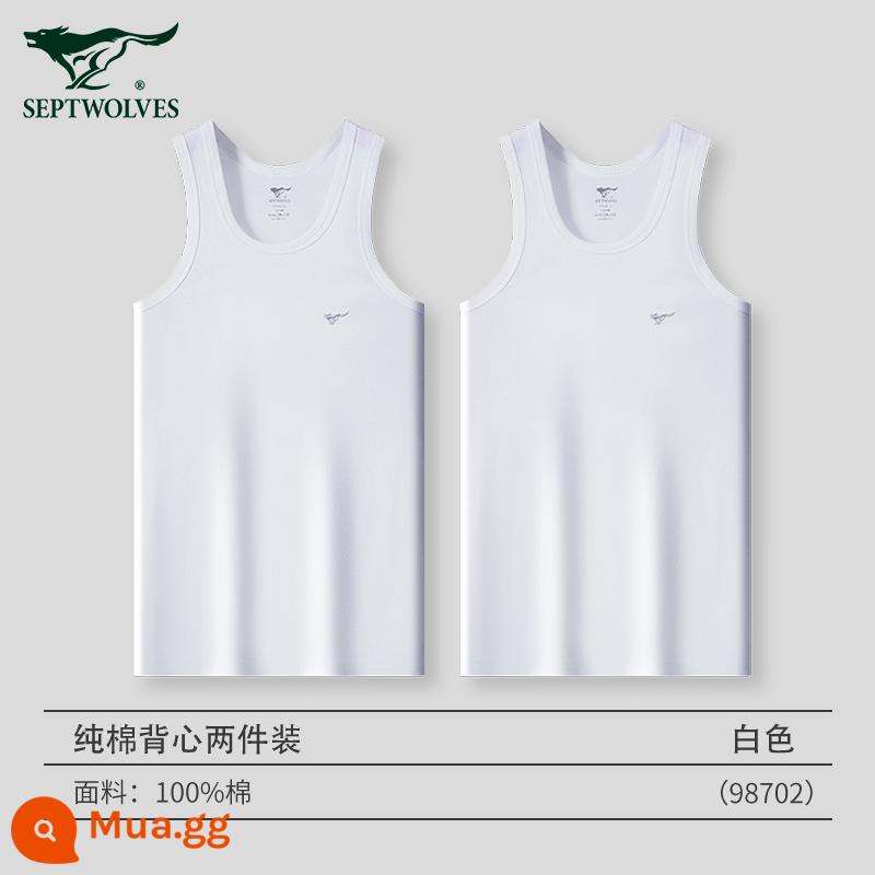 Septwolves Áo Vest Nam Cotton Nguyên Chất Bên Trong Mặc Mùa Hè 100% Cotton Ông Già Áo Sơ Mi Vượt Rào Thể Thao Đáy Quần Lót nam - (100% cotton vai hẹp 2 miếng) trắng + trắng