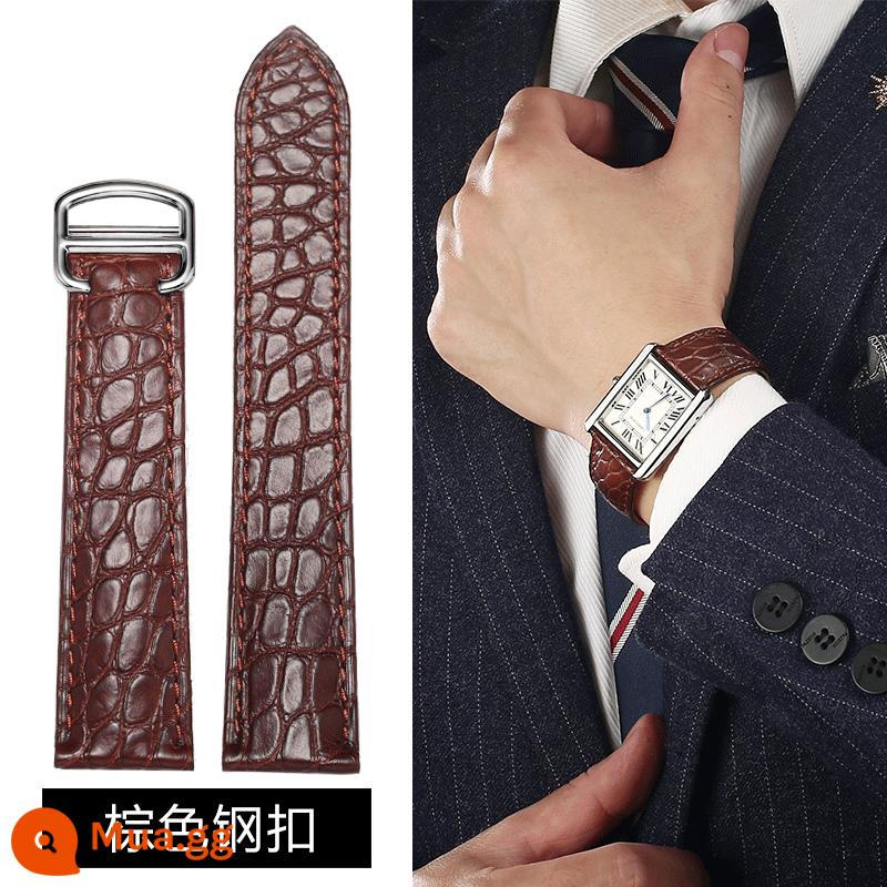 Áp dụng cho Cartier Belt Crocodile Leather Leather Da gốc Tây Tạng Tây Tạng - Khóa thép màu nâu