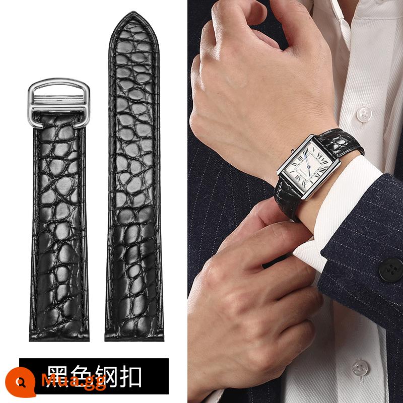 Áp dụng cho Cartier Belt Crocodile Leather Leather Da gốc Tây Tạng Tây Tạng - Khóa thép đen