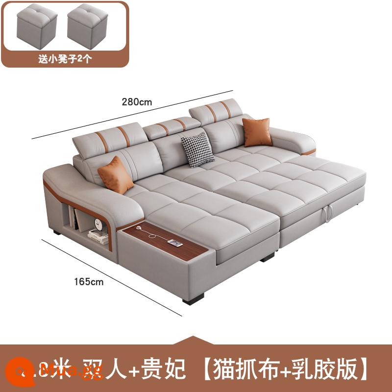 2023 Mới Mèo Xước Vải Đôi Thẳng Sofa Giường Có Thể Gập Lại Đa Năng Lưu Trữ 3 Người căn Hộ Nhỏ Phòng Khách - Đôi 2,8 mét + phi tần [vải mèo cào + phiên bản cao su]