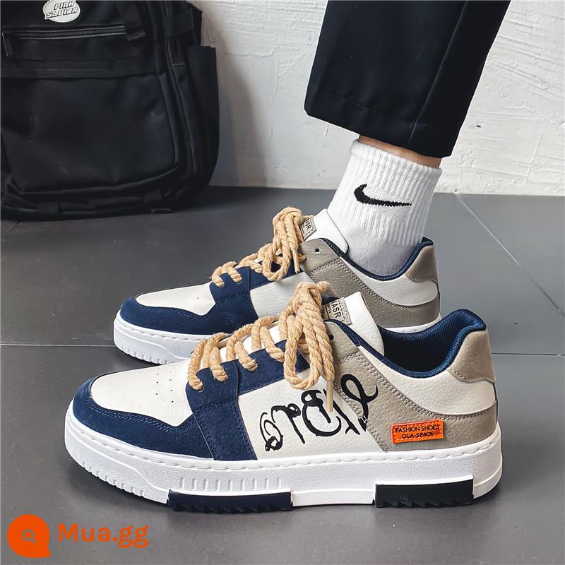 Giày Nam Mùa Xuân Mới 2023 Bé Trai Tất Cả Trận Đấu Hạt Điều Hoa Giày Sneaker Mùa Hè Cao Cấp Hợp Thời Trang Thương Hiệu Giày Thể Thao - [Phong cách giản dị] trắng và xanh