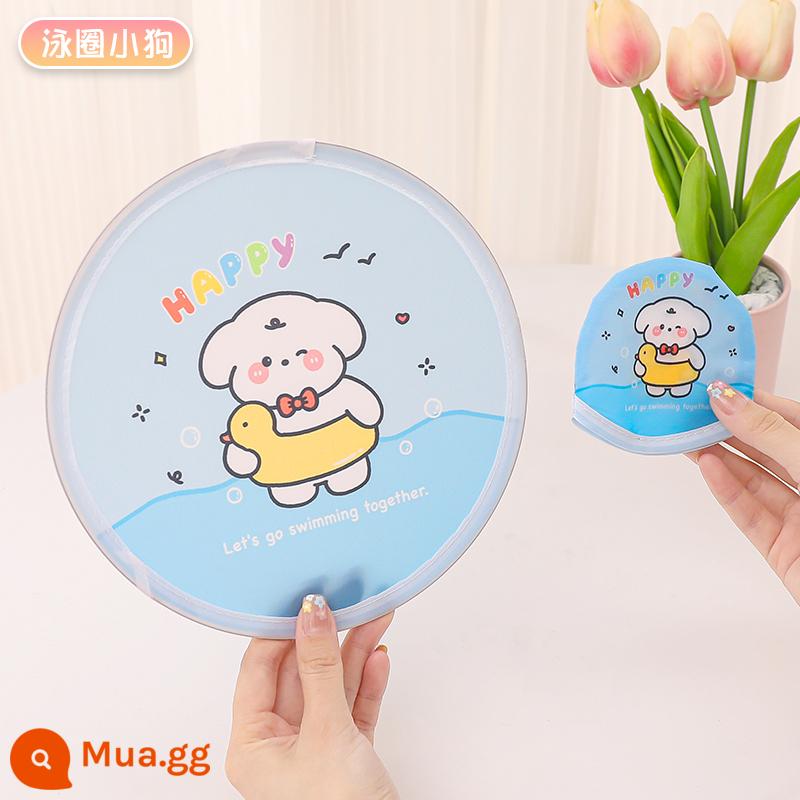 Dễ Thương Gấp Quạt Trẻ Em Hoạt Hình Mini Gấp Vải Bỏ Túi Quạt Tròn Trẻ Em Di Động Di Động Nhóm Quạt Mùa Hè Tùy Chỉnh - Vòng bơi cho chó con không có tay cầm, có thể gập lại và di động