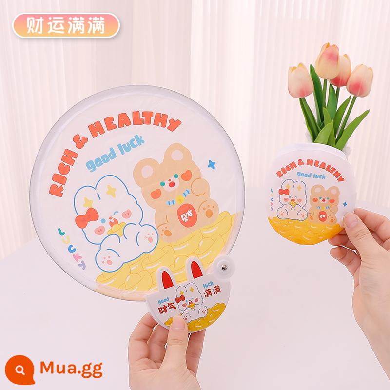 Dễ Thương Gấp Quạt Trẻ Em Hoạt Hình Mini Gấp Vải Bỏ Túi Quạt Tròn Trẻ Em Di Động Di Động Nhóm Quạt Mùa Hè Tùy Chỉnh - Đầy đủ của cải, tay cầm thỏ, có thể gập lại và di động