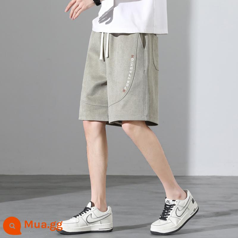 Jeanswest giản dị quần short mùa hè của nam giới mỏng phần lỏng cộng với kích thước băng lụa thể thao dệt kim thể thao quần ống túm năm điểm - YBR-K002 Jeanswest xám nhạt