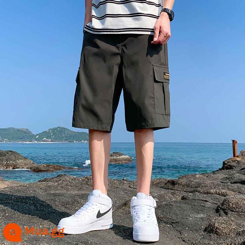 Jeanswest dụng cụ giản dị quần short nam hợp thời trang thương hiệu rộng rãi mùa hè mỏng băng lụa thể thao nam năm điểm năm điểm quần - MLS-DK315 Quần jean xanh quân đội