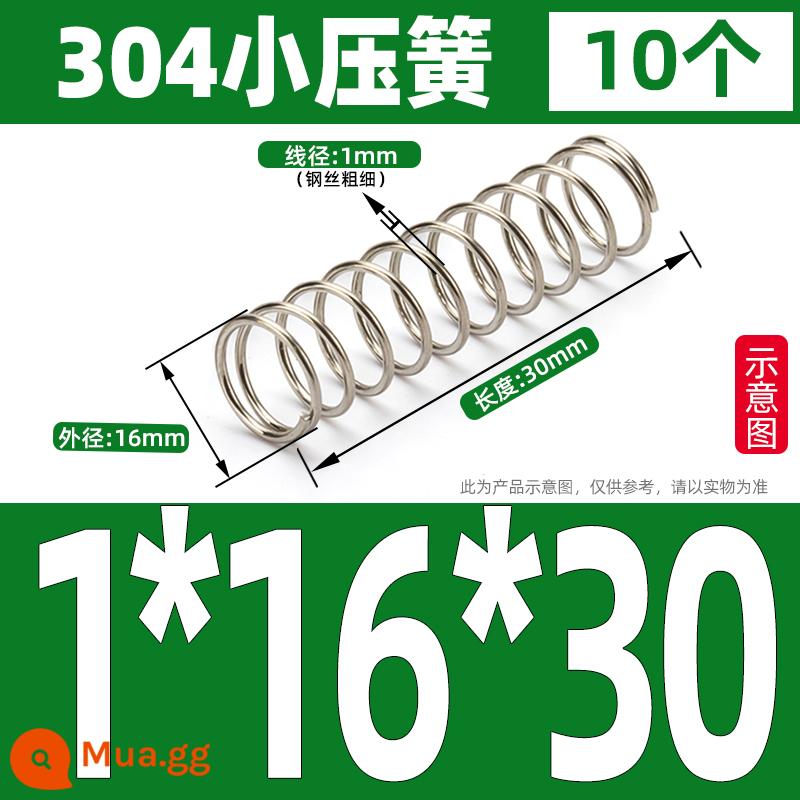 Thép không gỉ 304 lò xo nhỏ lò xo giảm xóc lò xo nén lò xo mềm trở lại lỗ lò xo áp lực tùy chỉnh 1/1.2/1.5 - 1*16*30(10 cái)