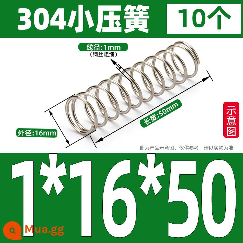 Thép không gỉ 304 lò xo nhỏ lò xo giảm xóc lò xo nén lò xo mềm trở lại lỗ lò xo áp lực tùy chỉnh 1/1.2/1.5 - 1*16*50(10 cái)