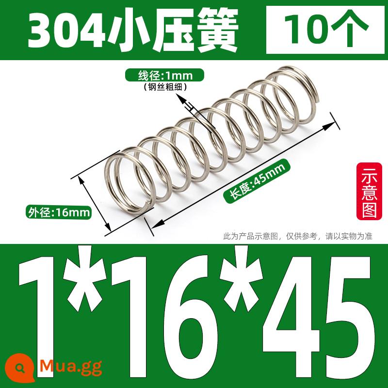 Thép không gỉ 304 lò xo nhỏ lò xo giảm xóc lò xo nén lò xo mềm trở lại lỗ lò xo áp lực tùy chỉnh 1/1.2/1.5 - 1*16*45(10 cái)