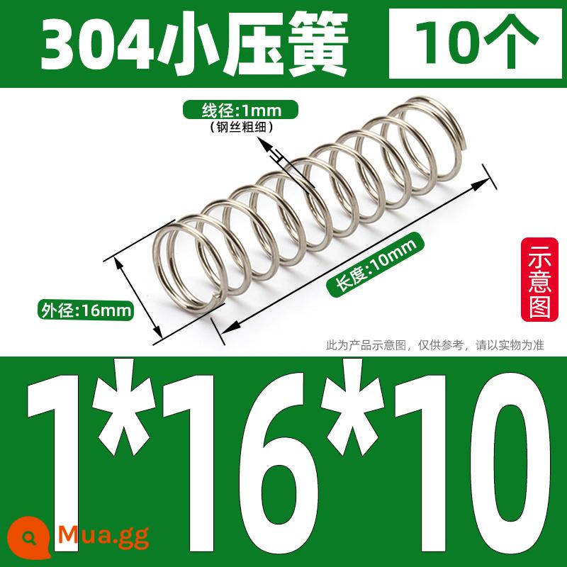 Thép không gỉ 304 lò xo nhỏ lò xo giảm xóc lò xo nén lò xo mềm trở lại lỗ lò xo áp lực tùy chỉnh 1/1.2/1.5 - 1*16*10(10 cái)