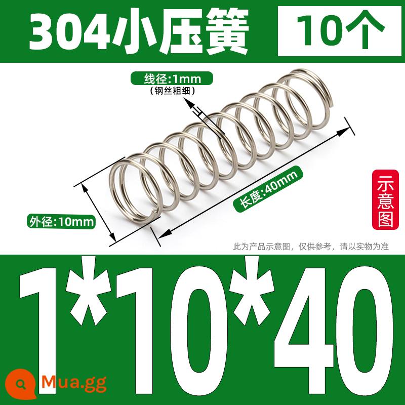 Thép không gỉ 304 lò xo nhỏ lò xo giảm xóc lò xo nén lò xo mềm trở lại lỗ lò xo áp lực tùy chỉnh 1/1.2/1.5 - 1*10*40(10 cái)