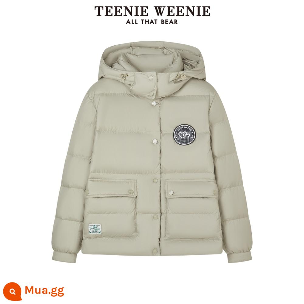 [Phong cách tương tự như Zhao Lusi] TeenieWeenie Bear Winter New Bread Jacket Goose Down Light Down Jacket - Kaki nhẹ