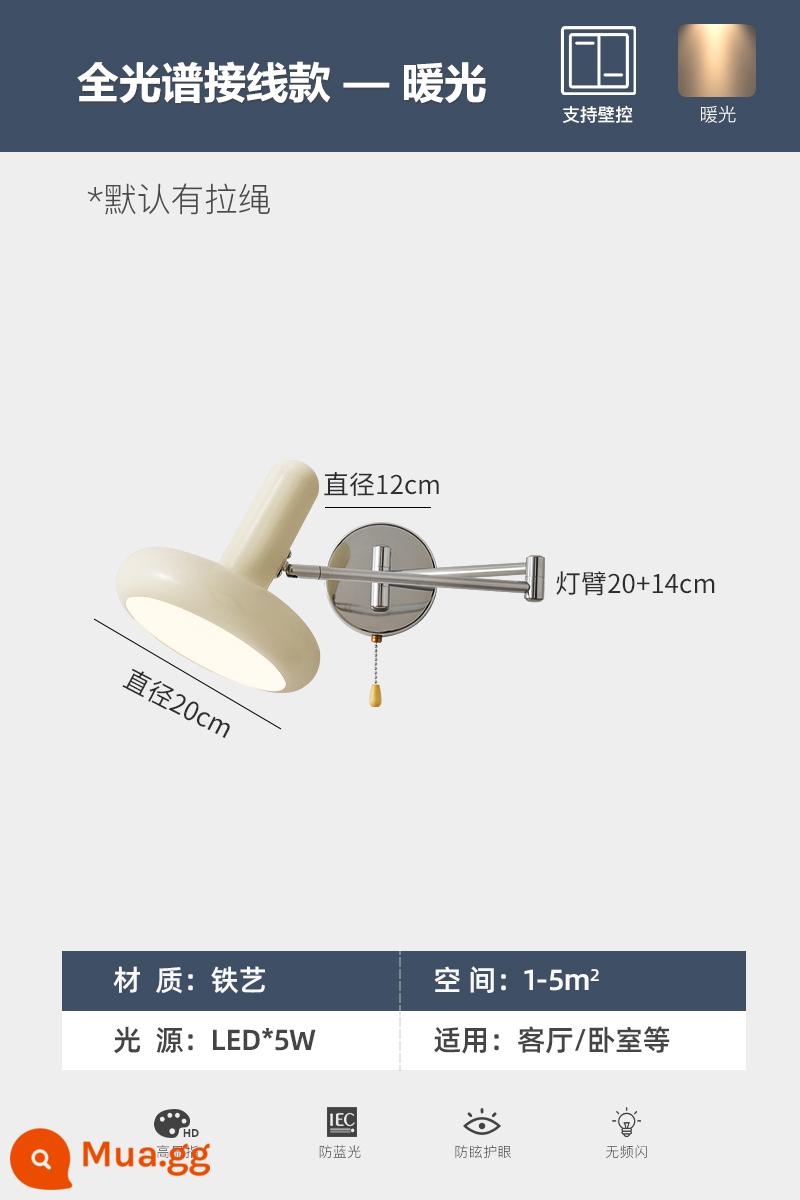 Bauhaus đèn tường Bắc Âu đính đá phòng ngủ đầu giường đèn kem gió phòng trẻ em đèn có thể thu vào nền phòng khách đèn tường - (Toàn phổ) Đèn tường có dây - Ánh sáng ấm áp