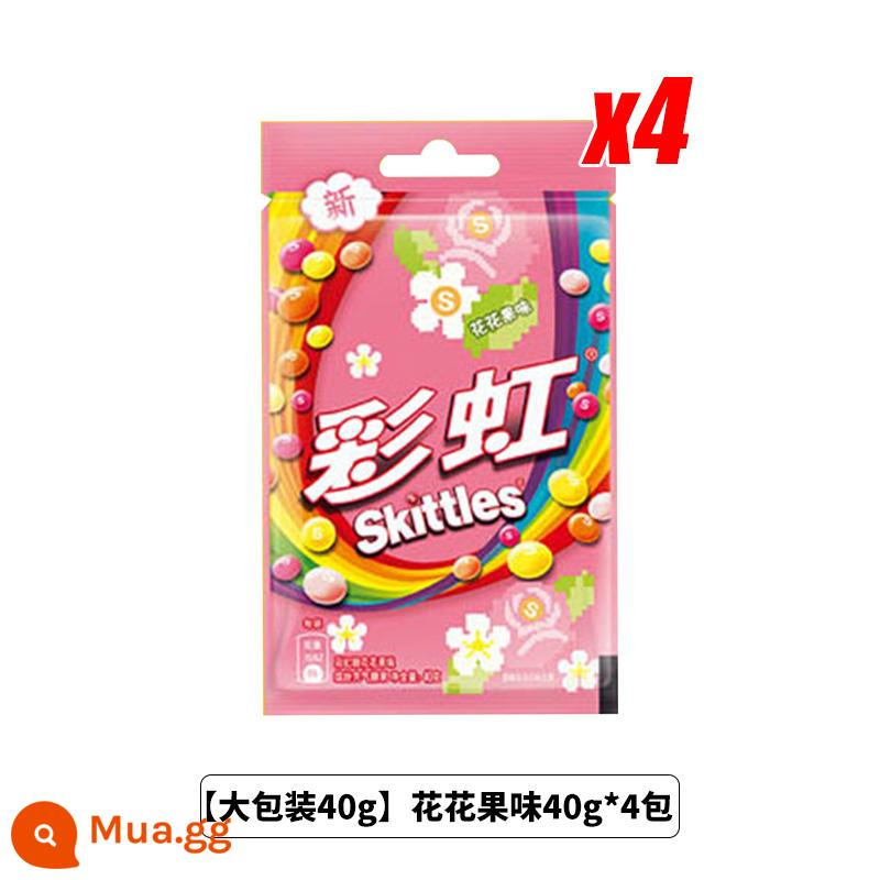 Foodie Niuniu Food Rainbow Candy Juice Sugar Chua 30 gói Hồi tưởng tuổi thơ Đường ăn vặt cổ điển - [Gói lớn 40g] Hương hoa quả 40g*4 gói