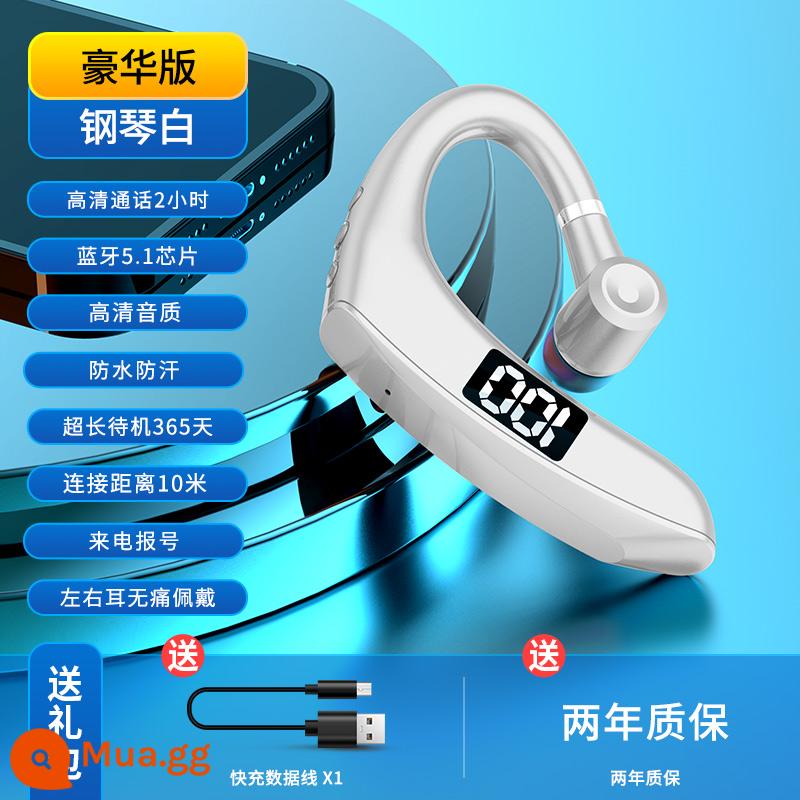 Tai nghe Bluetooth treo một tai 2022 cao cấp mới không dây thực sự cao cấp loại bỏ tiếng ồn không đau đeo lâu không đau kiểu thể thao lái xe chuyên dụng thời lượng pin siêu dài cho nam và nữ phù hợp với Apple vivo Huawei oppo - [Phiên bản Deluxe] Piano White (chip Bluetooth 5.1 + 2 giờ đàm thoại + chất lượng âm thanh HD + có màn hình hiển thị kỹ thuật số)