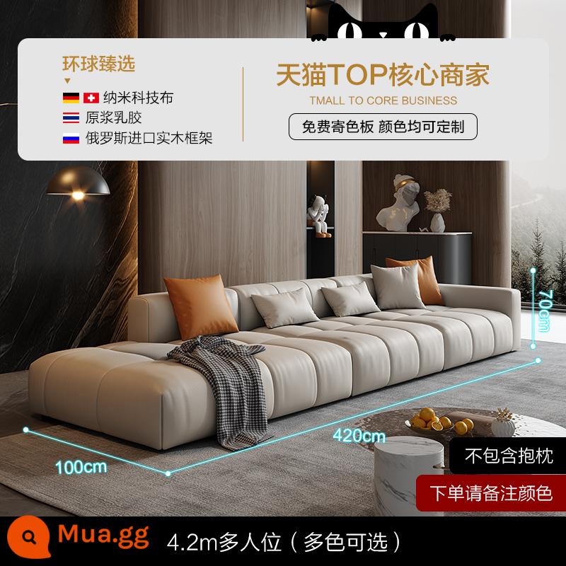 Di Pu Ý công nghệ tối giản sofa vải phòng khách tối giản hiện đại Bắc Âu nhà thiết kế sáng tạo đặc biệt hình ghế sofa hàng thẳng - [Kaki nhạt] Ghế nhiều chỗ 4,2m