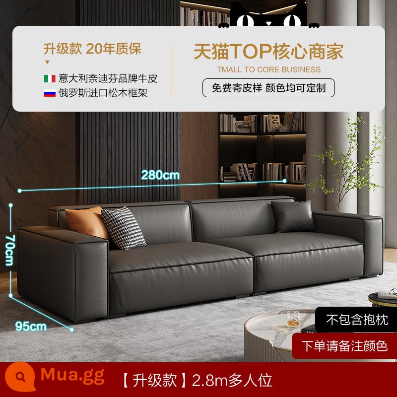 Nhúng Đậu Phụ Khối Sofa Da Phòng Khách Đơn Giản Hiện Đại Ánh Sáng Sang Trọng Bắc Âu Lưới Đỏ Baxter Sofa Ý Tối Giản - Da bò lớp thứ nhất dày 1,8mm [phiên bản nâng cấp - đen mờ] 2,8m nhiều người