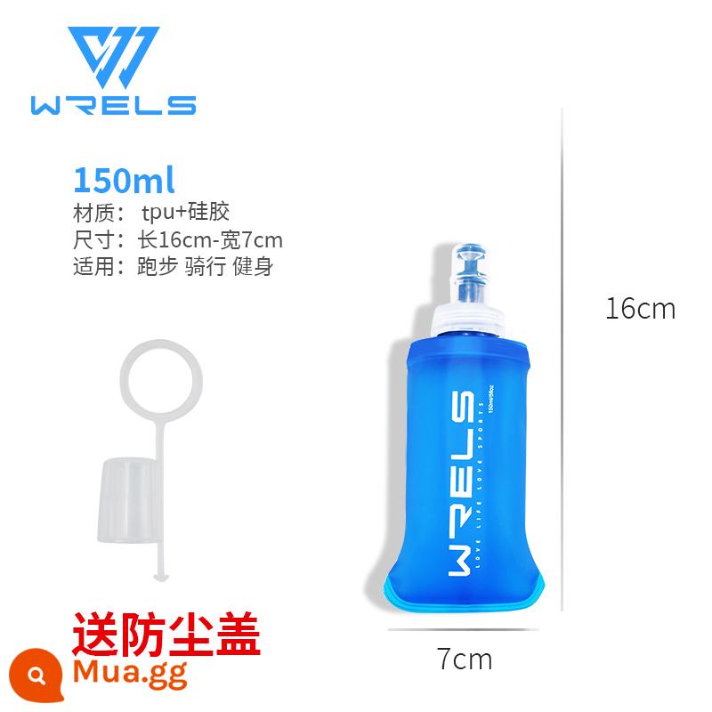 Thể Thao Mềm Ấm Siêu Tốc Silicon Cơ Quan Ngôn Luận Thể Dục Đạp Xe Chạy Có Thể Gập Lại Cốc Nước Ngoài Trời Ngoài Đường Túi Ấm Siêu Tốc Mềm - Nước biển xanh đậm 150ml