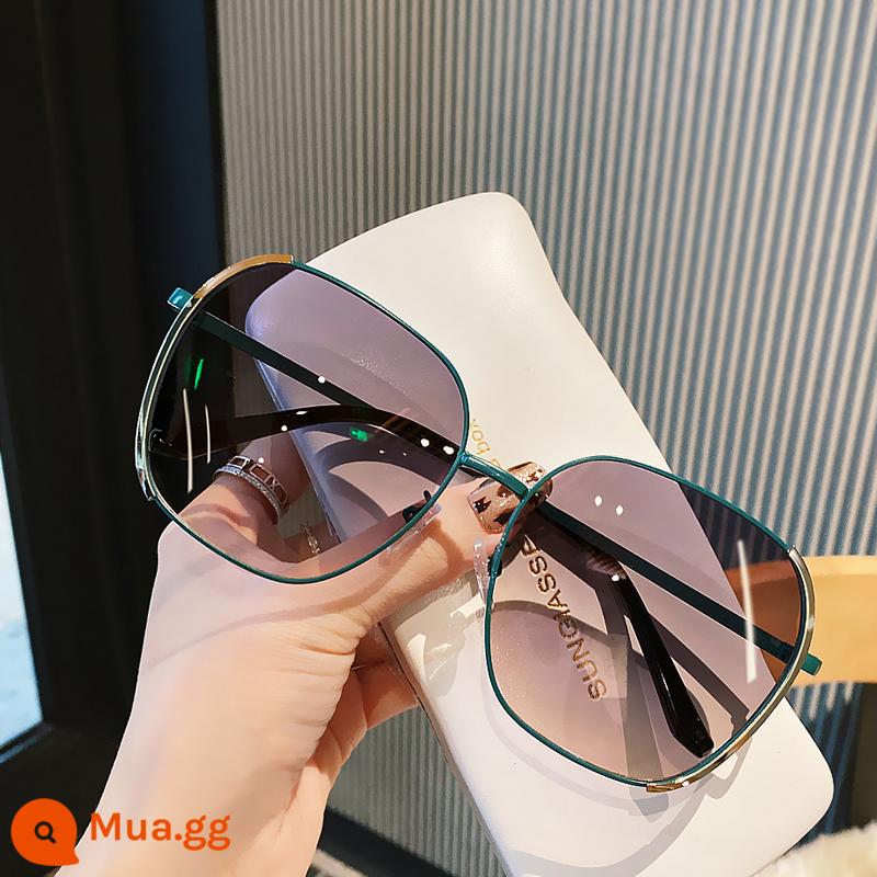 Japan [Top Luxury] Coop Koop New Seaside Sunglasses Big Face Slim Japanese Anti-UV - Màu xanh retro