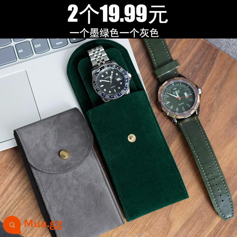 Green ghost watch storage bag portable watch bag travel watch bag protection bag nhung hộp đồng hồ single storage box - Một màu xanh đậm và một màu xám