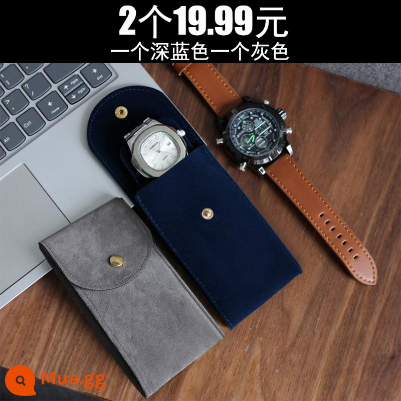 Green ghost watch storage bag portable watch bag travel watch bag protection bag nhung hộp đồng hồ single storage box - Một màu xanh đậm và một màu xám