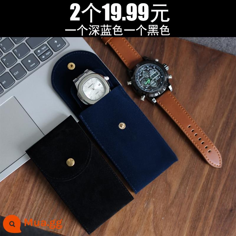 Green ghost watch storage bag portable watch bag travel watch bag protection bag nhung hộp đồng hồ single storage box - Một màu đen và một màu xanh đậm