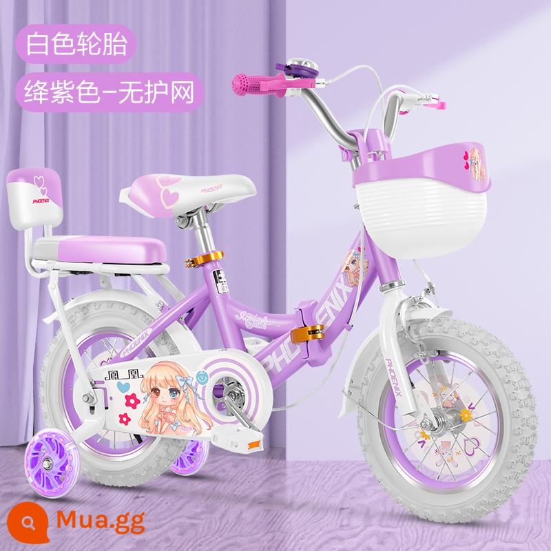 Phoenix Children Xe đạp 3 -year -old 4 -year -old 5 -yar -old Bamescle Boy Boy, Baby Baby 12 -inch 14 -inch 16 -inch Chicor - Bánh xe chớp gấp lốp trắng tím phượng hoàng + túi quà