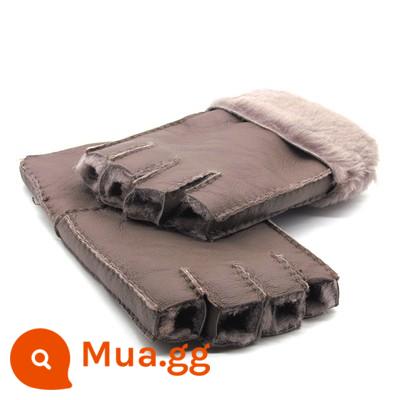 Furmop Half -Finger Găng tay mùa đông lạnh -Proof Warm Wear Semi -Writed Writing Bàn phím Chạm cảm ứng màn hình cảm ứng Dew Finger Không có ngón tay - Len da cừu màu xám nhạt nữ nửa ngón