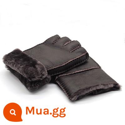 Furmop Half -Finger Găng tay mùa đông lạnh -Proof Warm Wear Semi -Writed Writing Bàn phím Chạm cảm ứng màn hình cảm ứng Dew Finger Không có ngón tay - Len nửa ngón nam da cừu màu nâu hạt dẻ