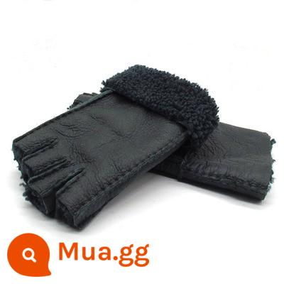 Furmop Half -Finger Găng tay mùa đông lạnh -Proof Warm Wear Semi -Writed Writing Bàn phím Chạm cảm ứng màn hình cảm ứng Dew Finger Không có ngón tay - Len da cừu xanh đậm nữ nửa ngón