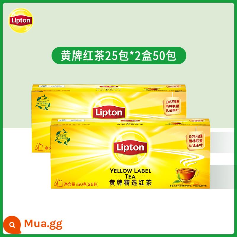 Trà đen Lipton thẻ vàng 25 gói lá trà xanh ủ trà lài Trà Lipton túi lọc trà thảo mộc trà túi lọc nước - Trà đen nhãn hiệu vàng 25 túi*2 hộp