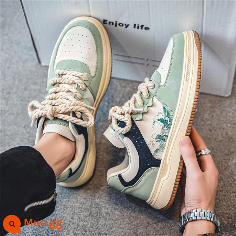 Giày Nam 2022 Mới Thu Đông Nam Lông Cừu Ấm Áp Giày Sneaker Ống Cao Thích Hợp Giày Thể Thao Thường Ngày Giày Hợp Thời Trang - Z1050 xanh nhạt