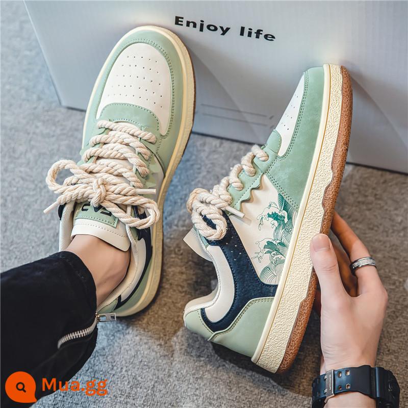 Giày Nam 2022 Mới Thu Đông Nam Lông Cừu Ấm Áp Giày Sneaker Ống Cao Thích Hợp Giày Thể Thao Thường Ngày Giày Hợp Thời Trang - Z1051 xanh nhạt