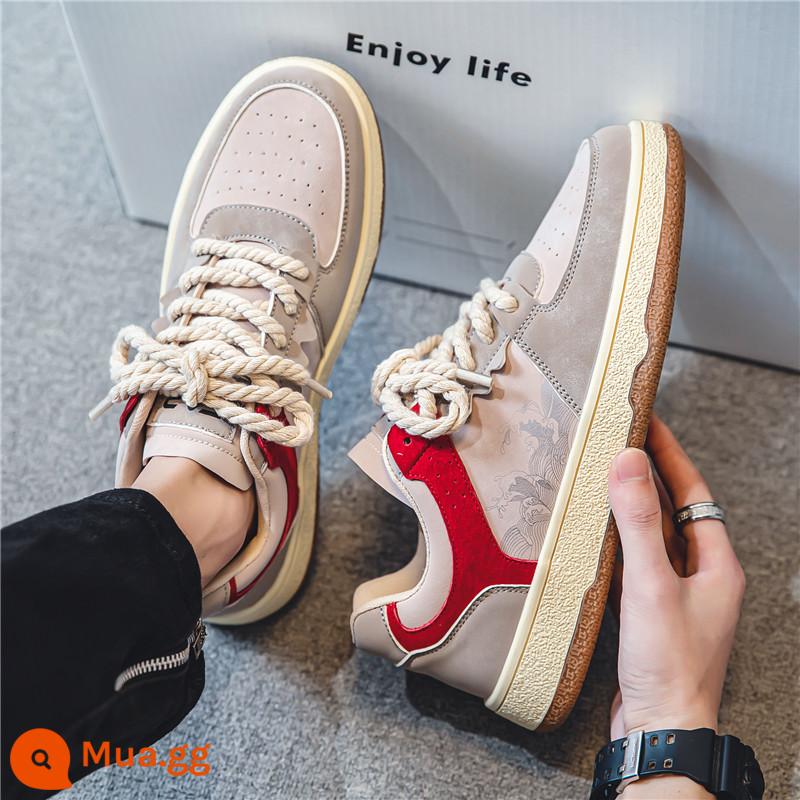 Giày Nam 2022 Mới Thu Đông Nam Lông Cừu Ấm Áp Giày Sneaker Ống Cao Thích Hợp Giày Thể Thao Thường Ngày Giày Hợp Thời Trang - Z1051 màu be