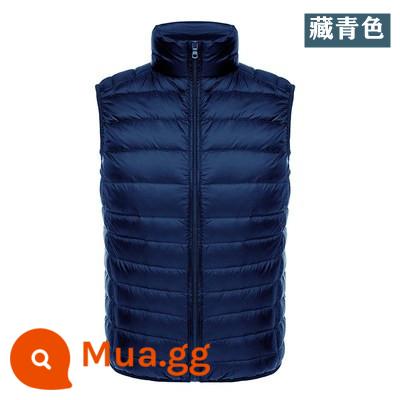 Cao Cấp Ánh Sáng Và Ánh Sáng Xuống Áo Khoác Nam Cổ Đứng Áo Vest Lót Vest Vai Trắng Vịt Xuống Áo Khoác Di Động - xanh hải quân