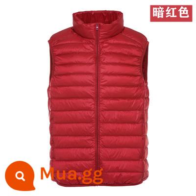 Cao Cấp Ánh Sáng Và Ánh Sáng Xuống Áo Khoác Nam Cổ Đứng Áo Vest Lót Vest Vai Trắng Vịt Xuống Áo Khoác Di Động - đỏ sẫm